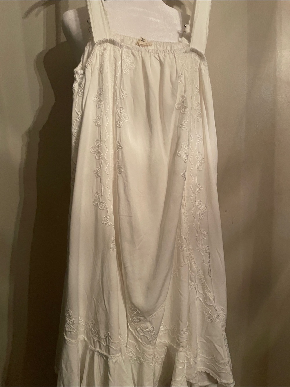 ' White Embroidered Sundress with Adjustable Straps